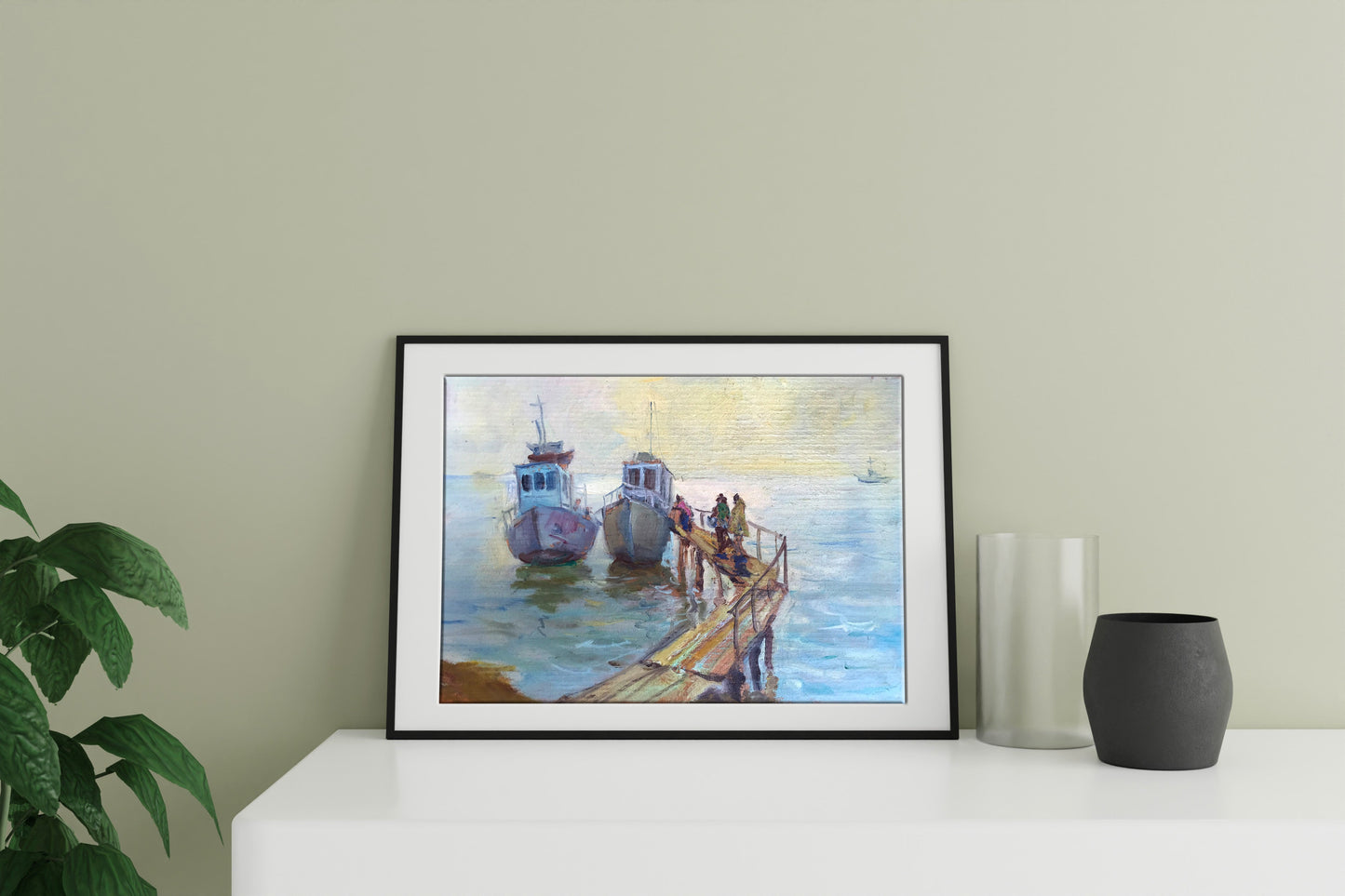 Oil painting On the pier