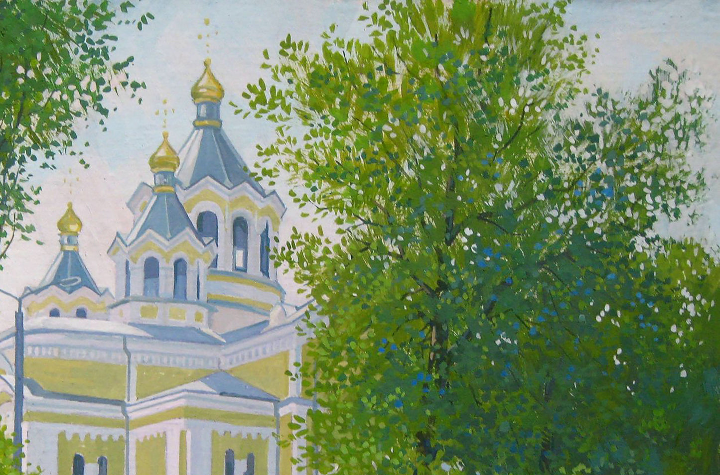 Acrylic painting Spring Cityscape