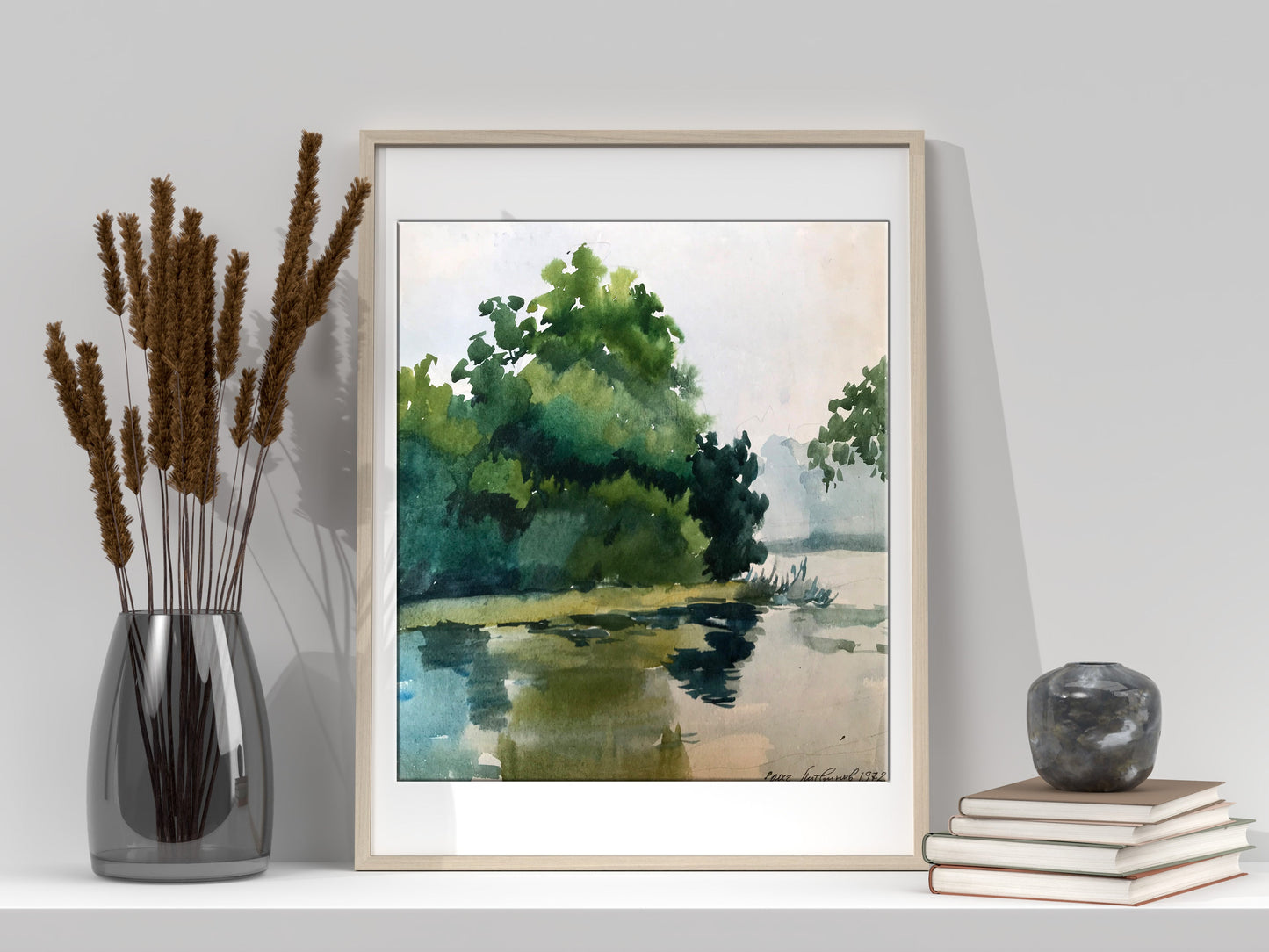 Watercolor painting River in the forest Litvinov Oleg Arkad'yevich