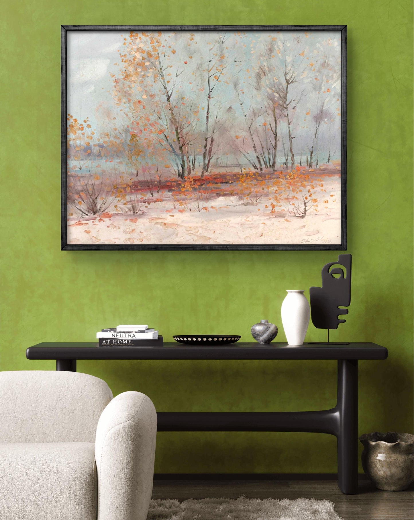 Oil painting Early snow in autumn Peter Dobrev