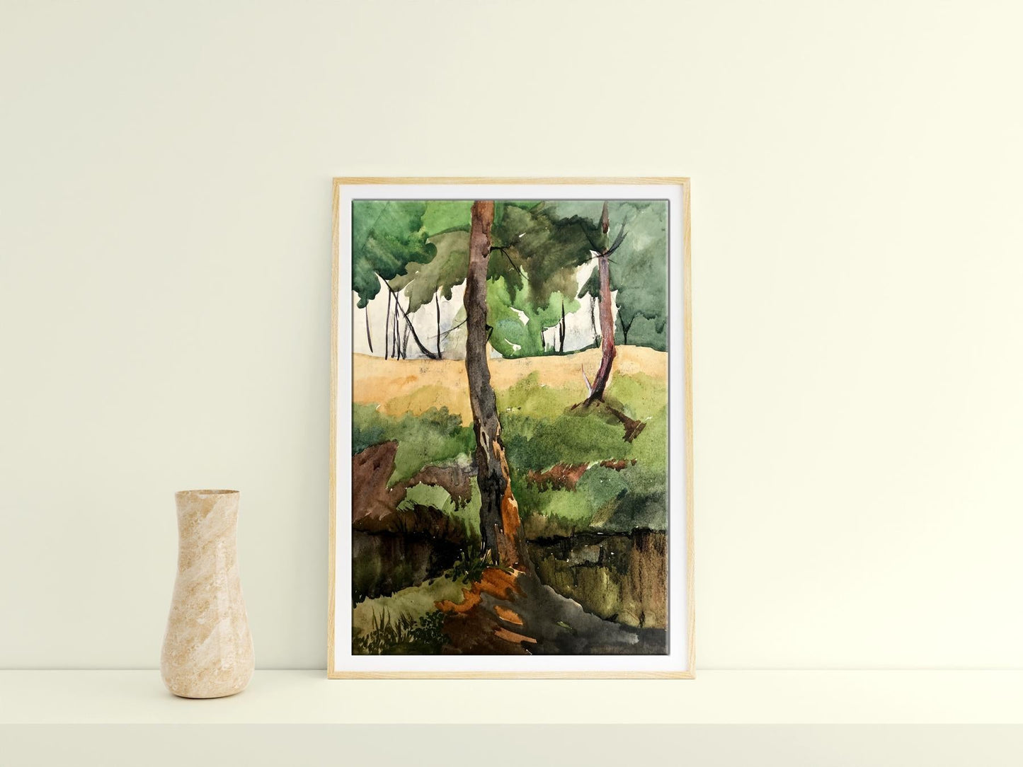 Watercolor painting Rest in the woods Unknown artist