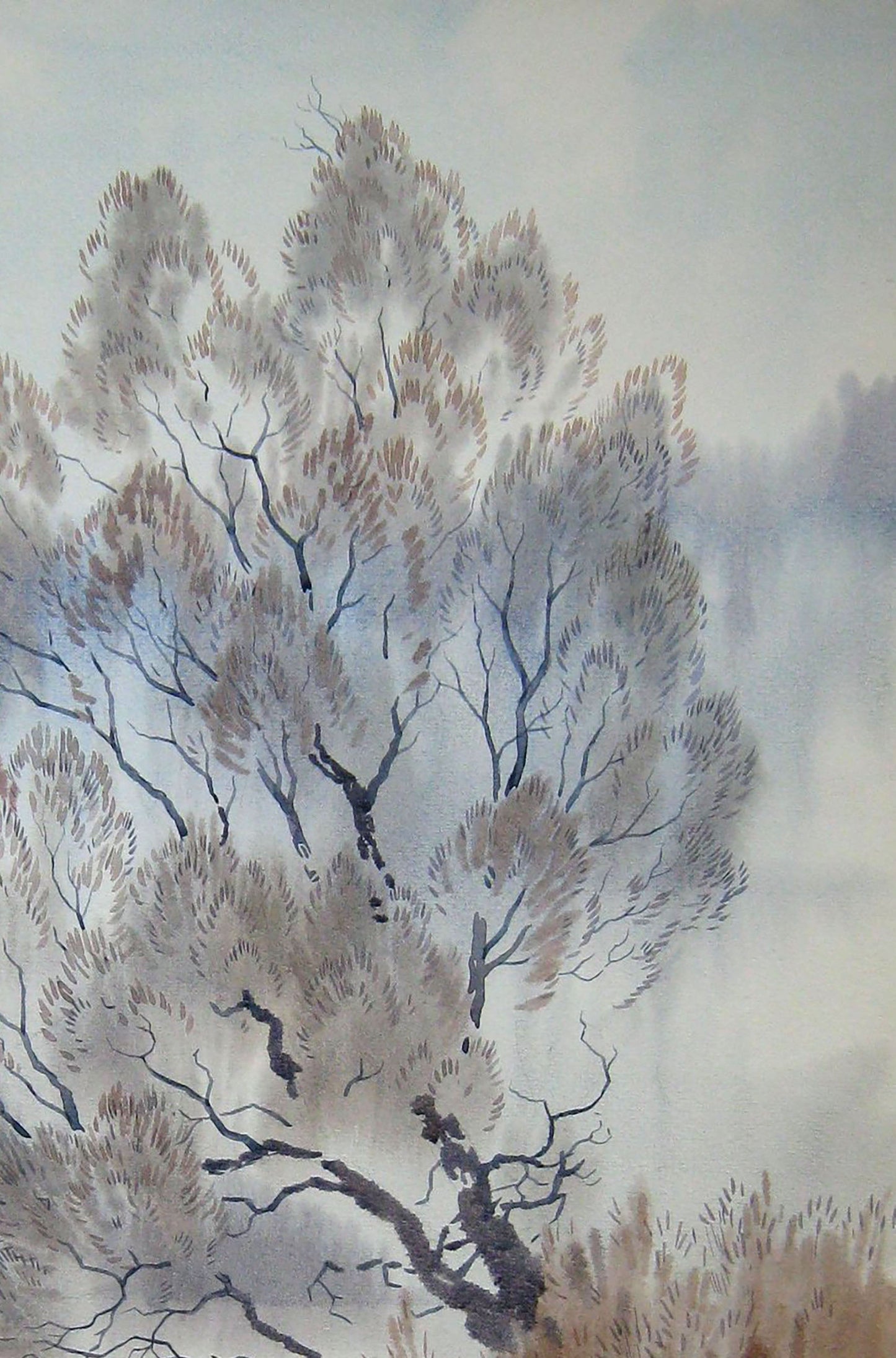 Watercolor artwork capturing winter scenes by Valery Savenets