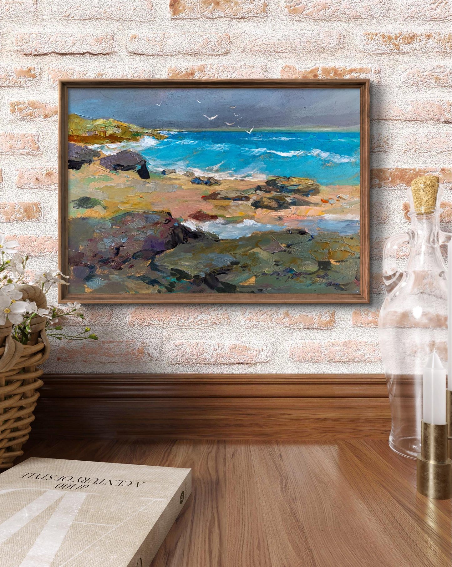 OIl painting White seagulls on the seashore Yuriy Suprunchuk
