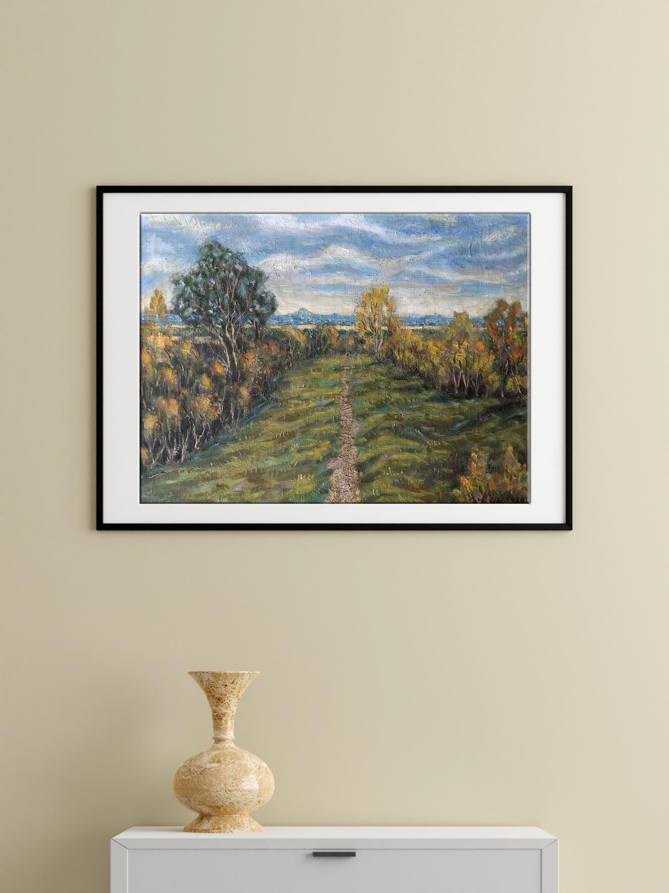 Oil painting beginning of autumn