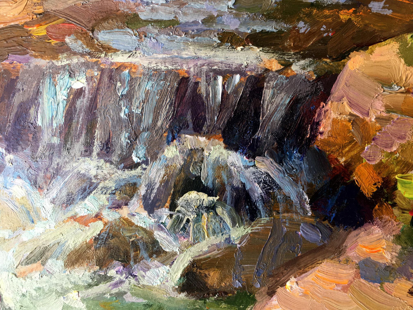 Oil painting Mountain waterfall Batrakov Vladimir Grigorievich