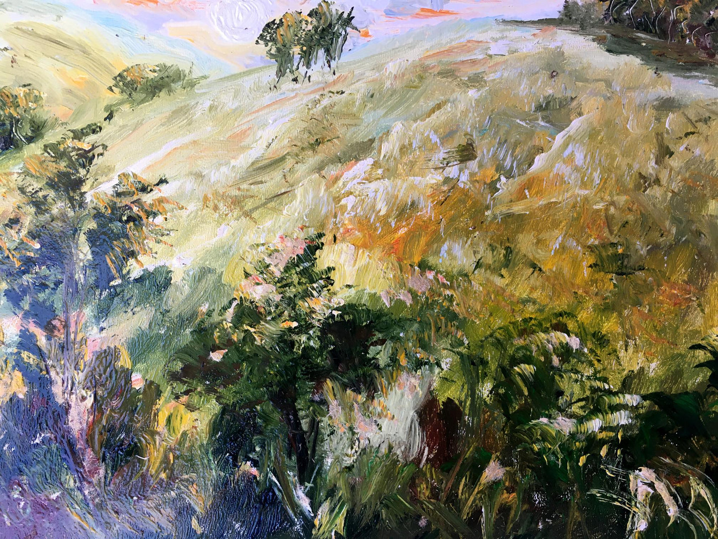 Oil painting Mountain fields Unknown artist