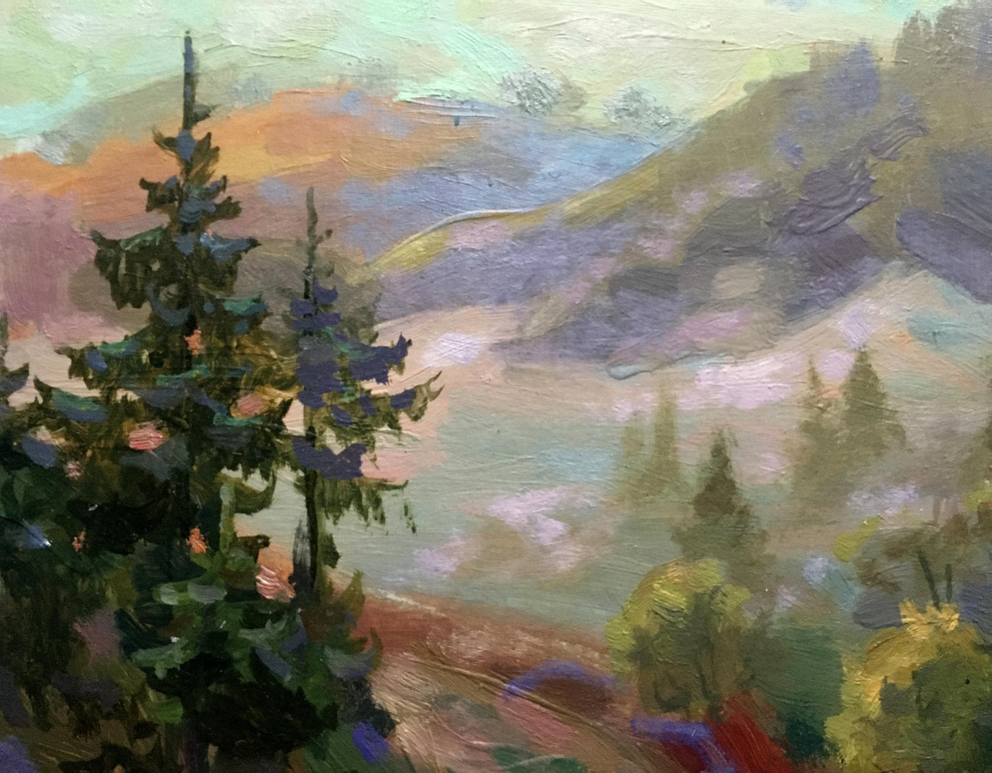 Oil painting Fog in the mountains Batrakov Vladimir Grigorievich