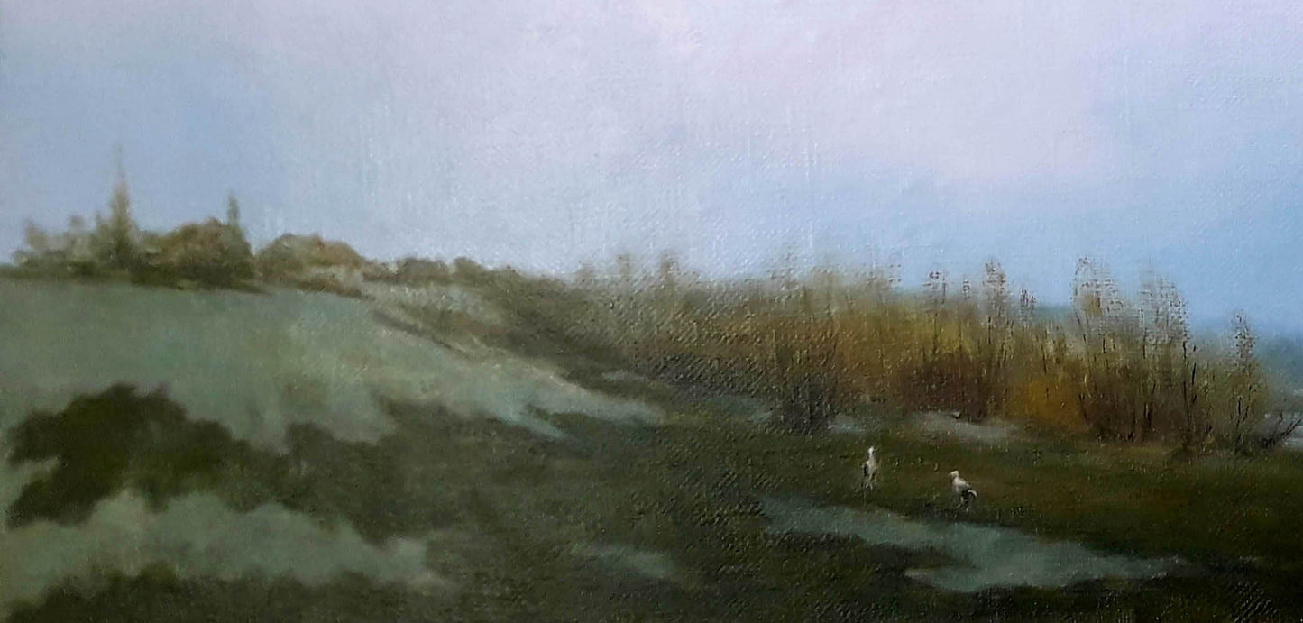 Oil painting The storks have arrived Korkishko Vasily