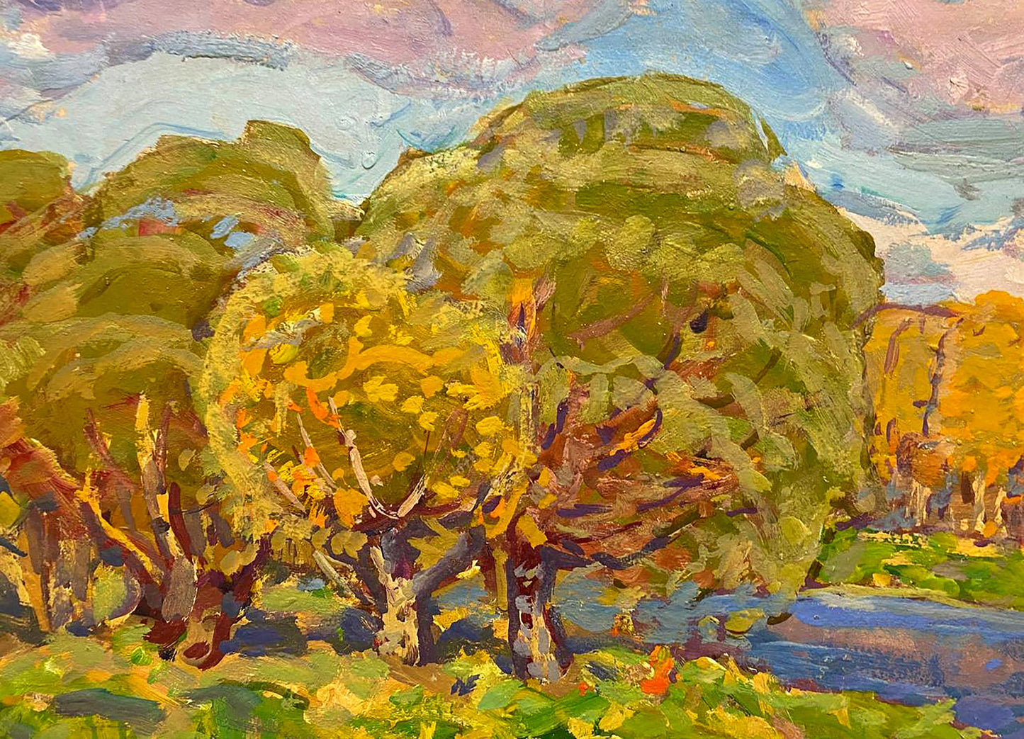 Oil painting Rest in the autumn forest Kolosovsky Georgy Sergeevich