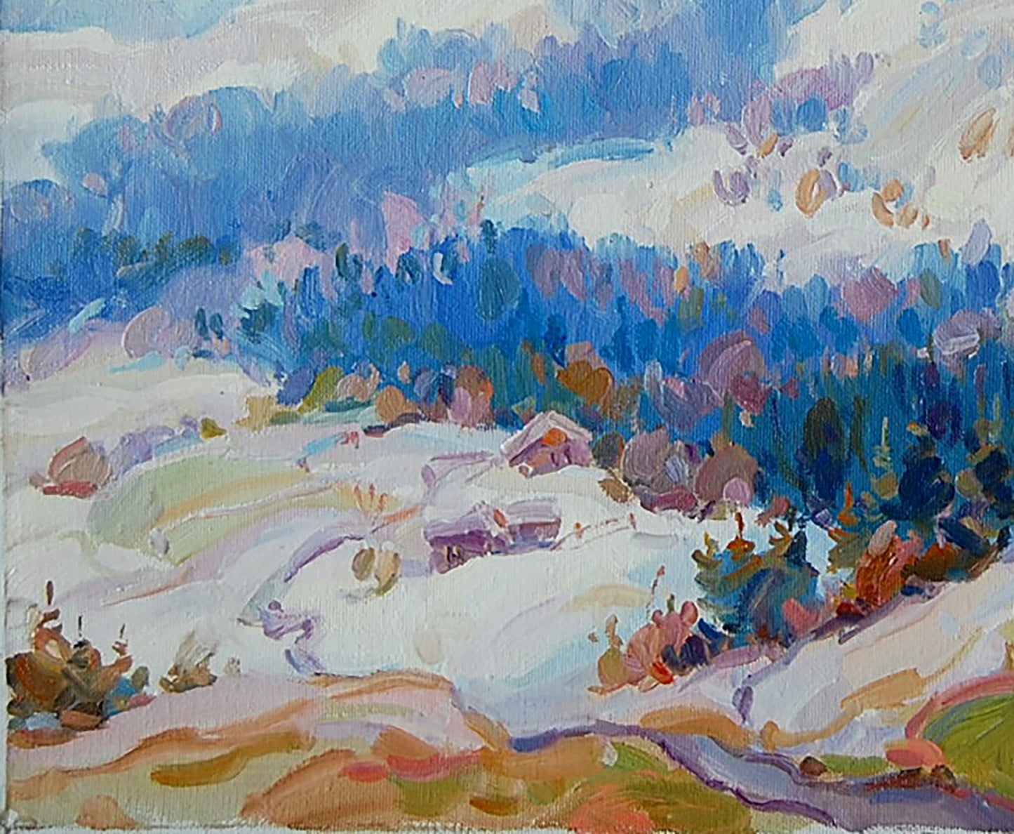 Oil Painting Mountain Winter