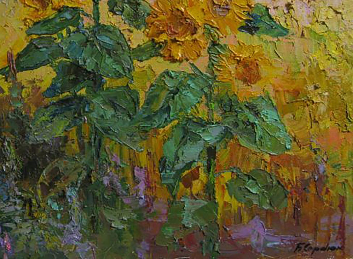 Oil painting Sunflowers in the field Serdyuk Boris Petrovich