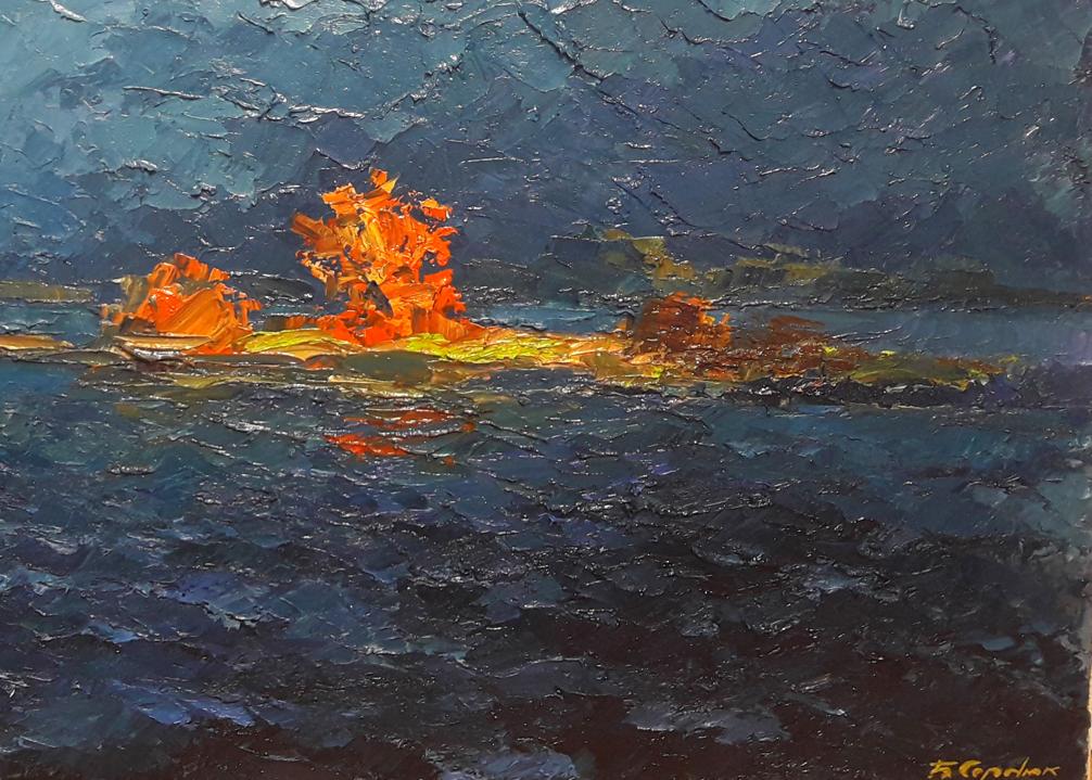 Oil painting Bad weather on the Dnieper Serdyuk Boris Petrovich