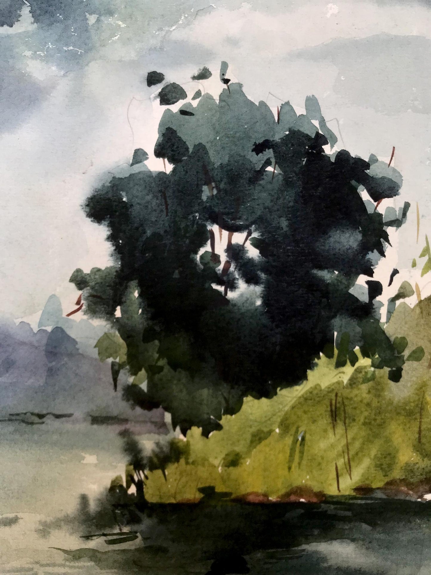 Watercolor painting On the shore in the forest Litvinov Oleg Arkad'yevich