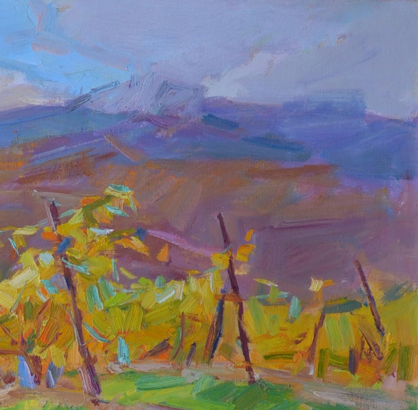 Oli painting Autumn Mountain Nature Landscape Pereta Vyacheslav