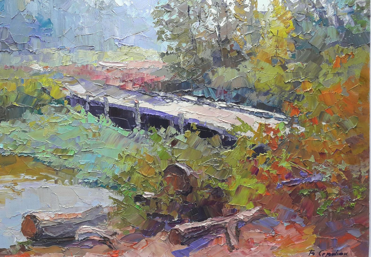 Oil painting Bridge in the forest Serdyuk Boris Petrovich