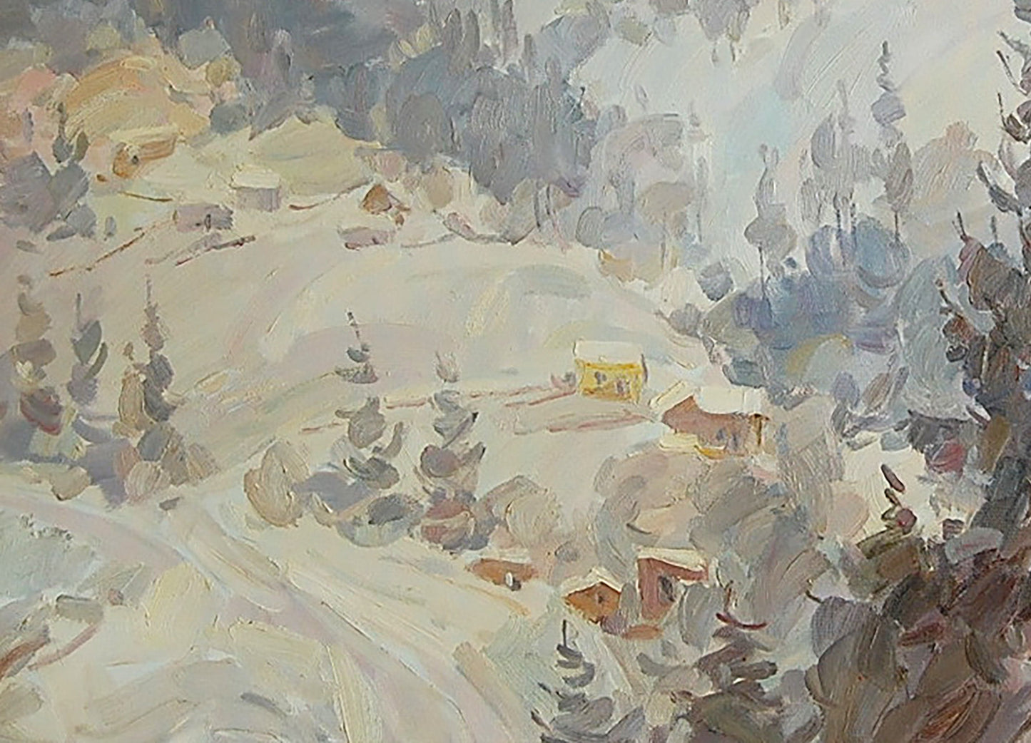 Oil Painting Winter Mountain