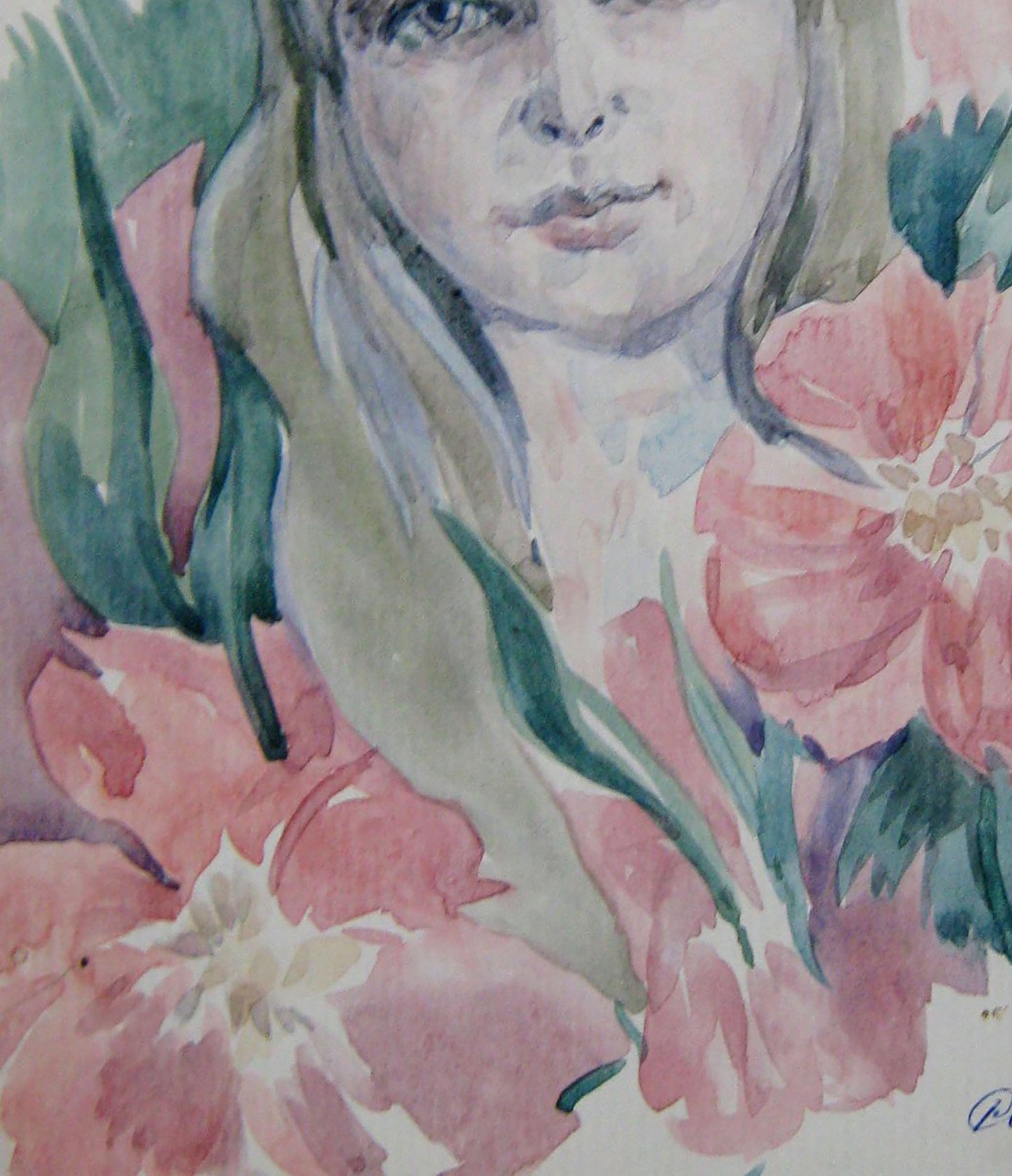 Woman portrait Painting with Flowers