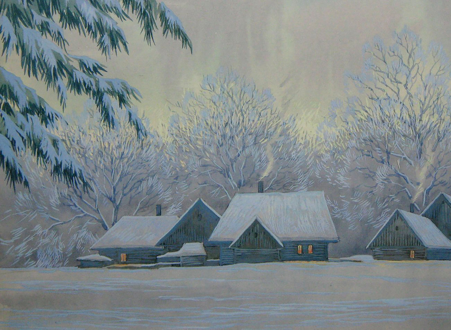 Winter Evening rural landscape
