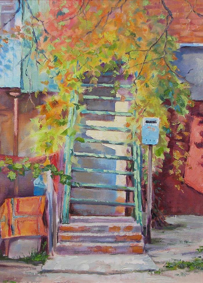 Oil painting Old town house Osnach Olesia