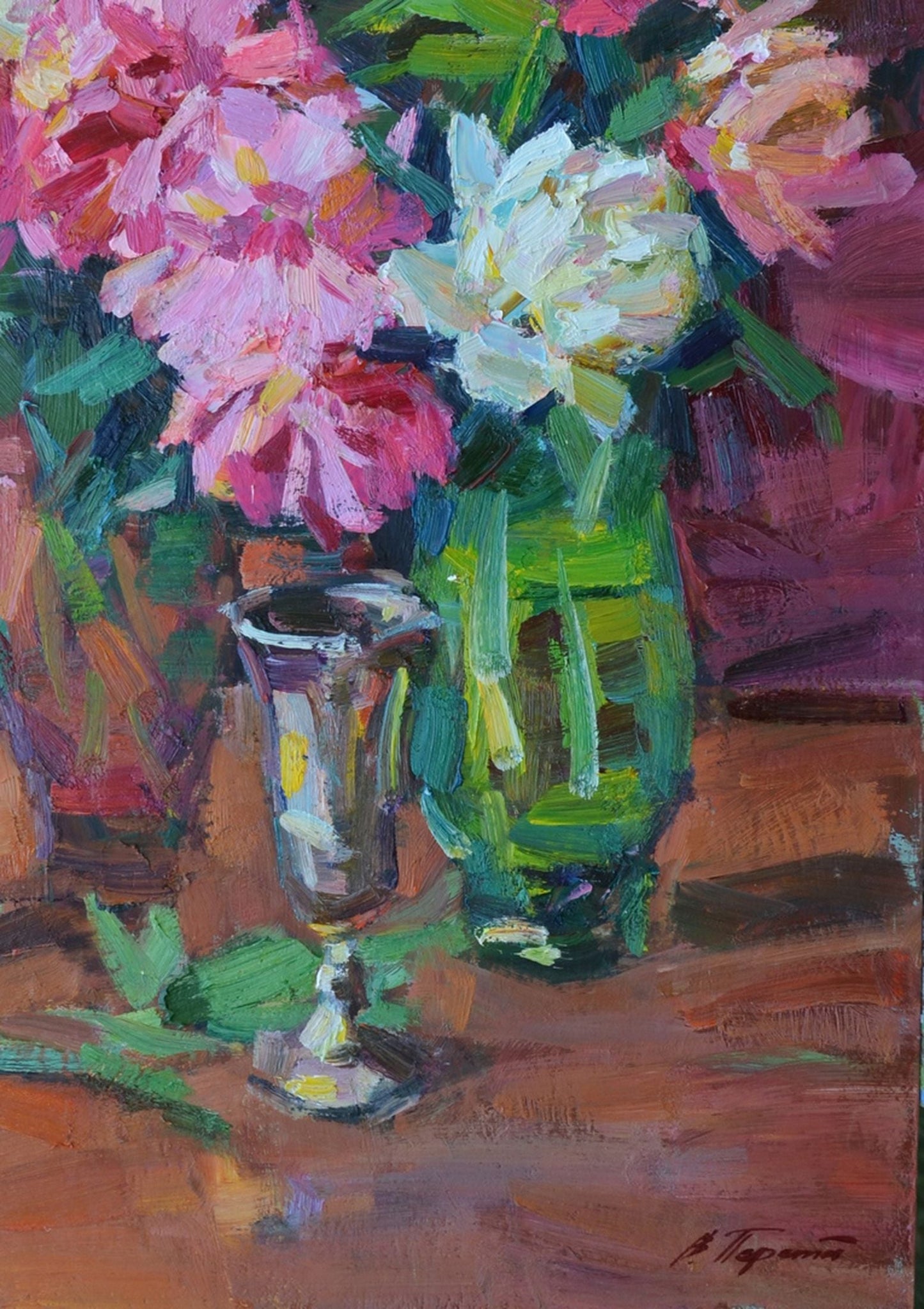 Oil painting Bouquet of Peonies Flowers still life Pereta Vyacheslav