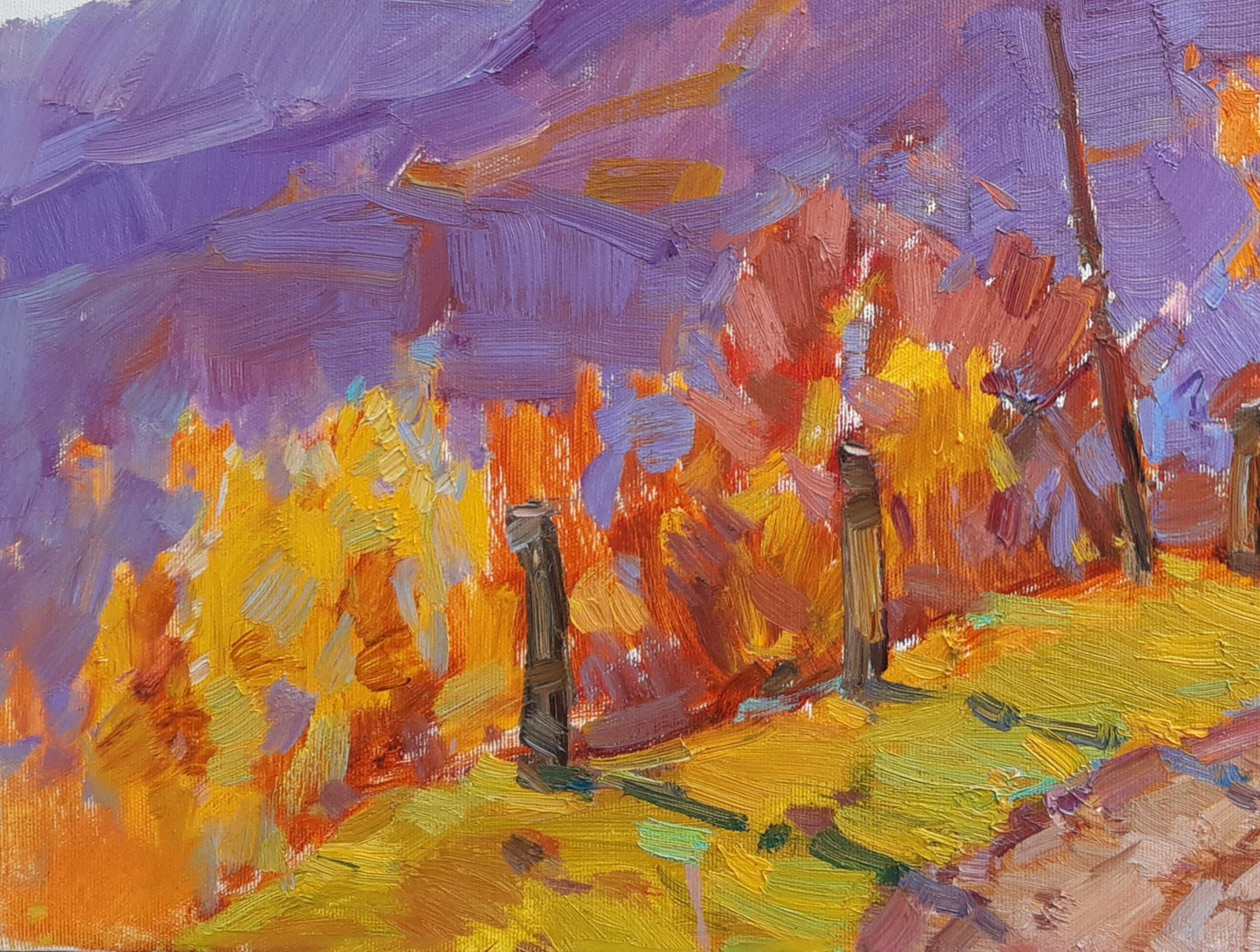 Oli painting Autumn Mountain Landscape Pereta Vyacheslav