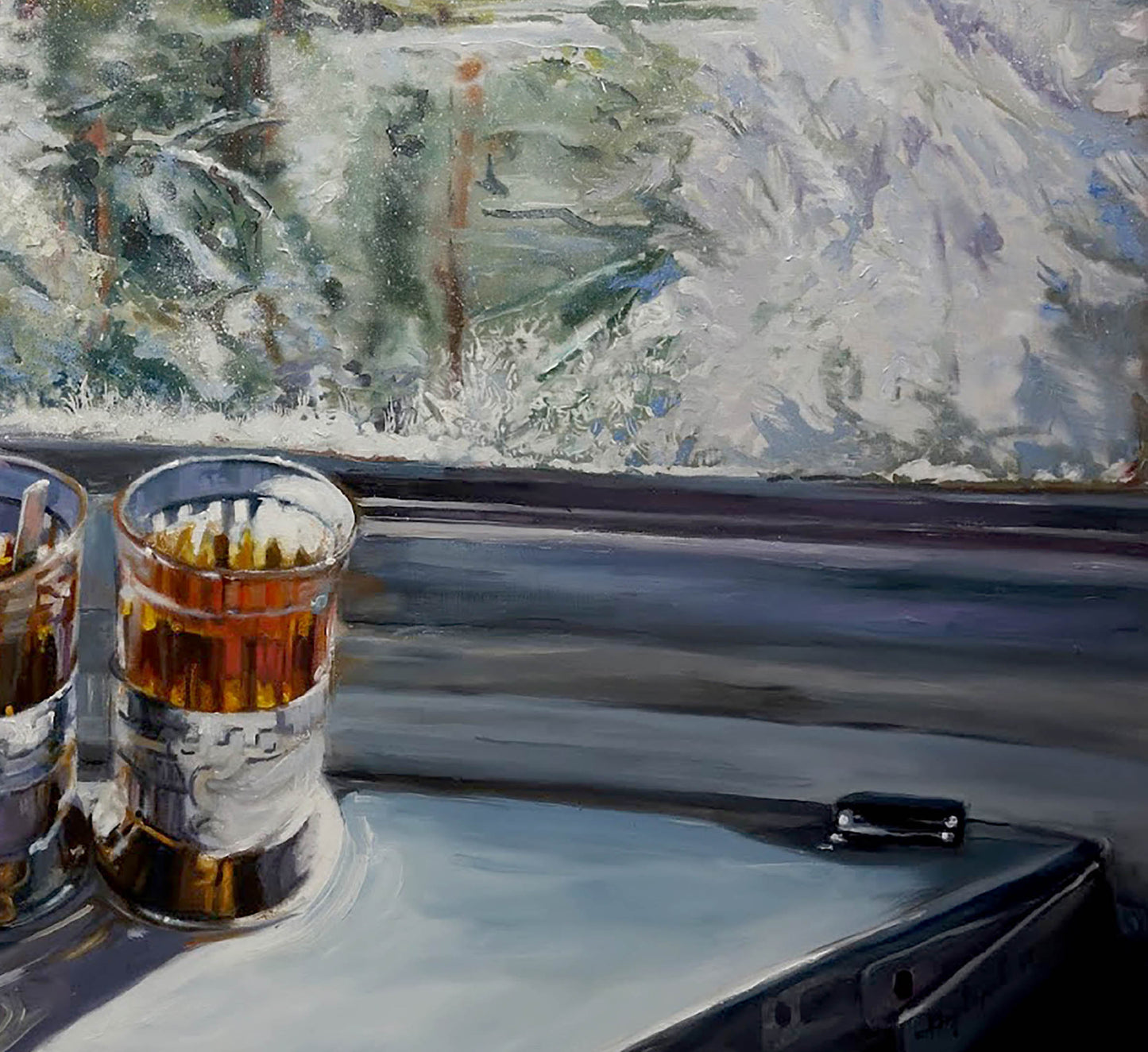 Oil painting Goodbye beauty winter Varvarov Anatoly Viktorovich