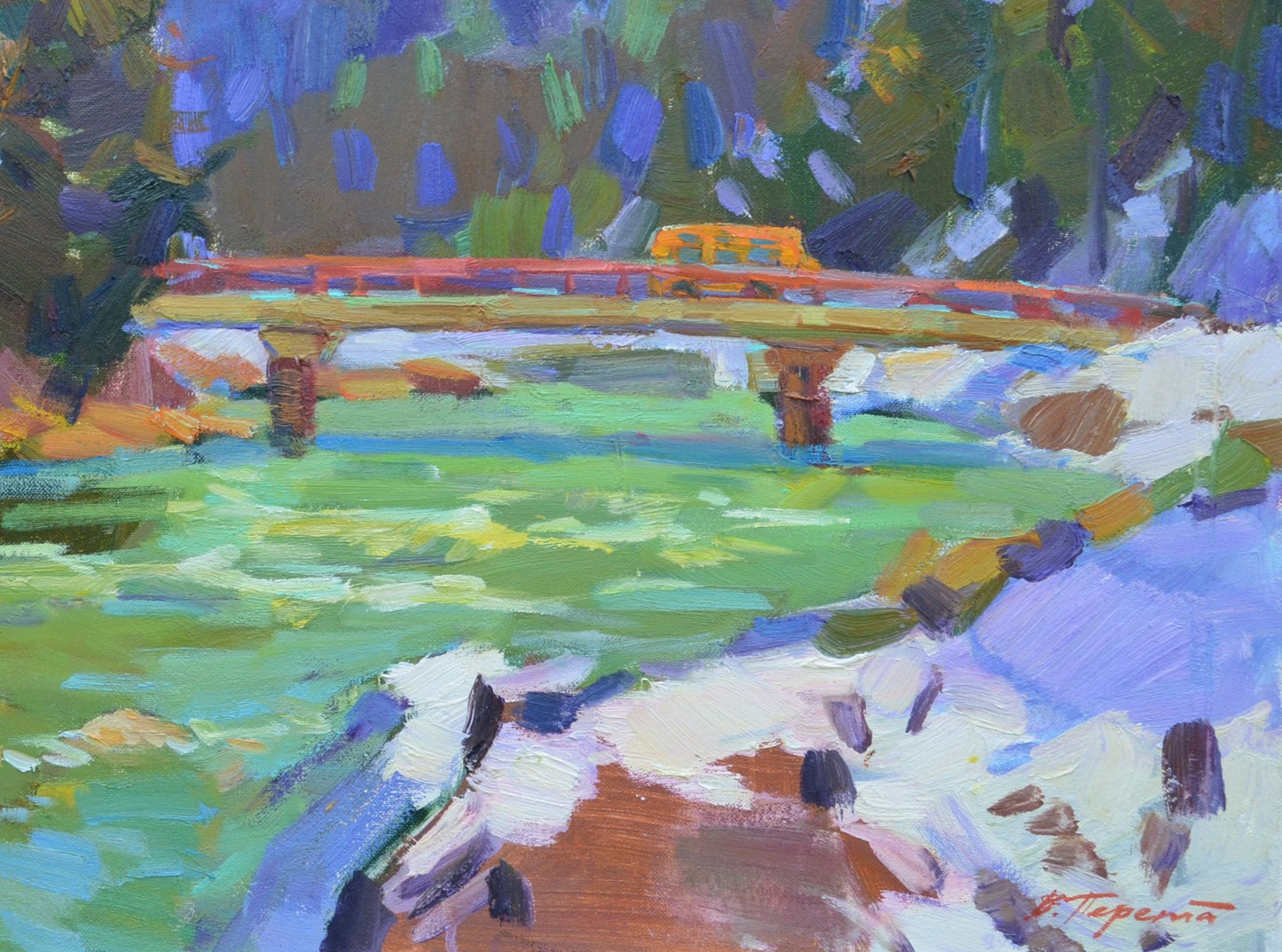 Oli painting Spring Mountain Landscape Pereta Vyacheslav