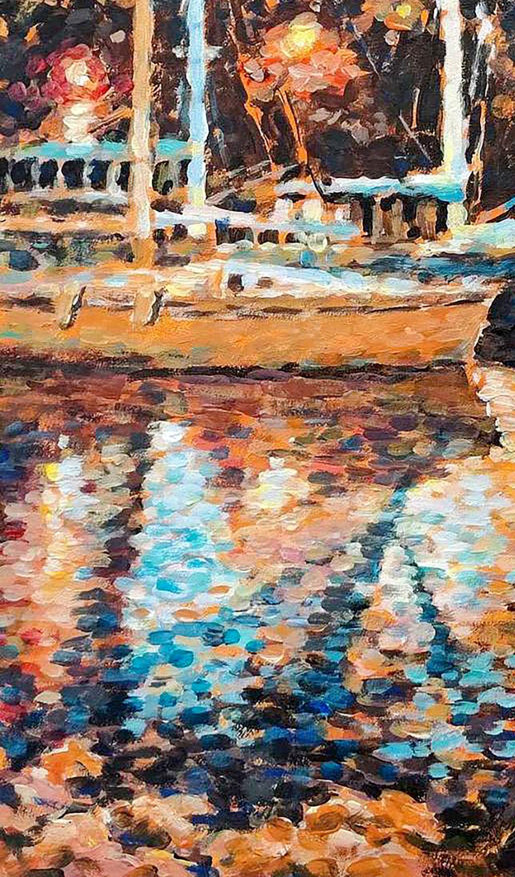 Acrylic painting Evening Seascape Osnach Olesia