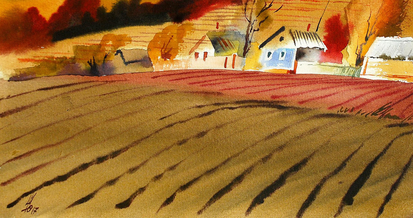 Watercolor painting October Egor Shvachunov