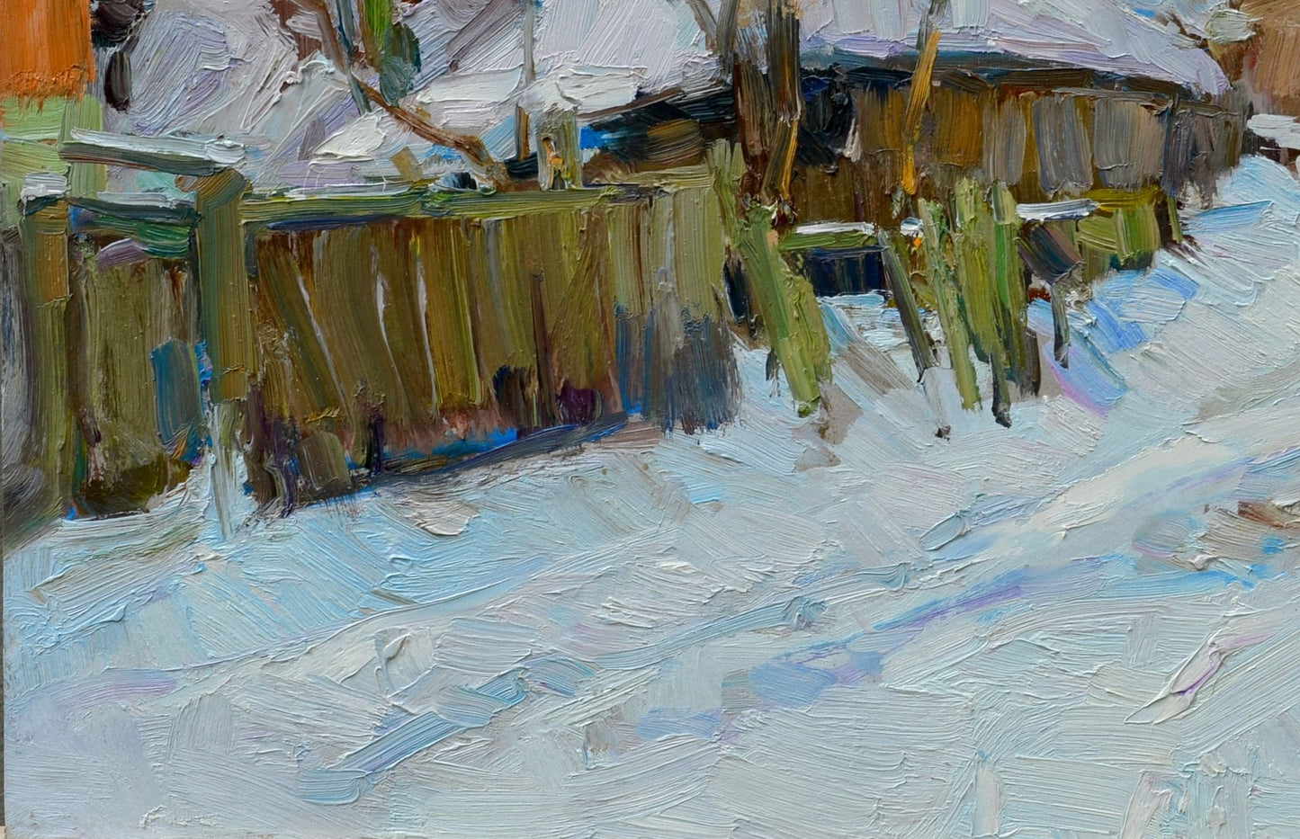Oli painting Winter countryside landscape Pereta Vyacheslav