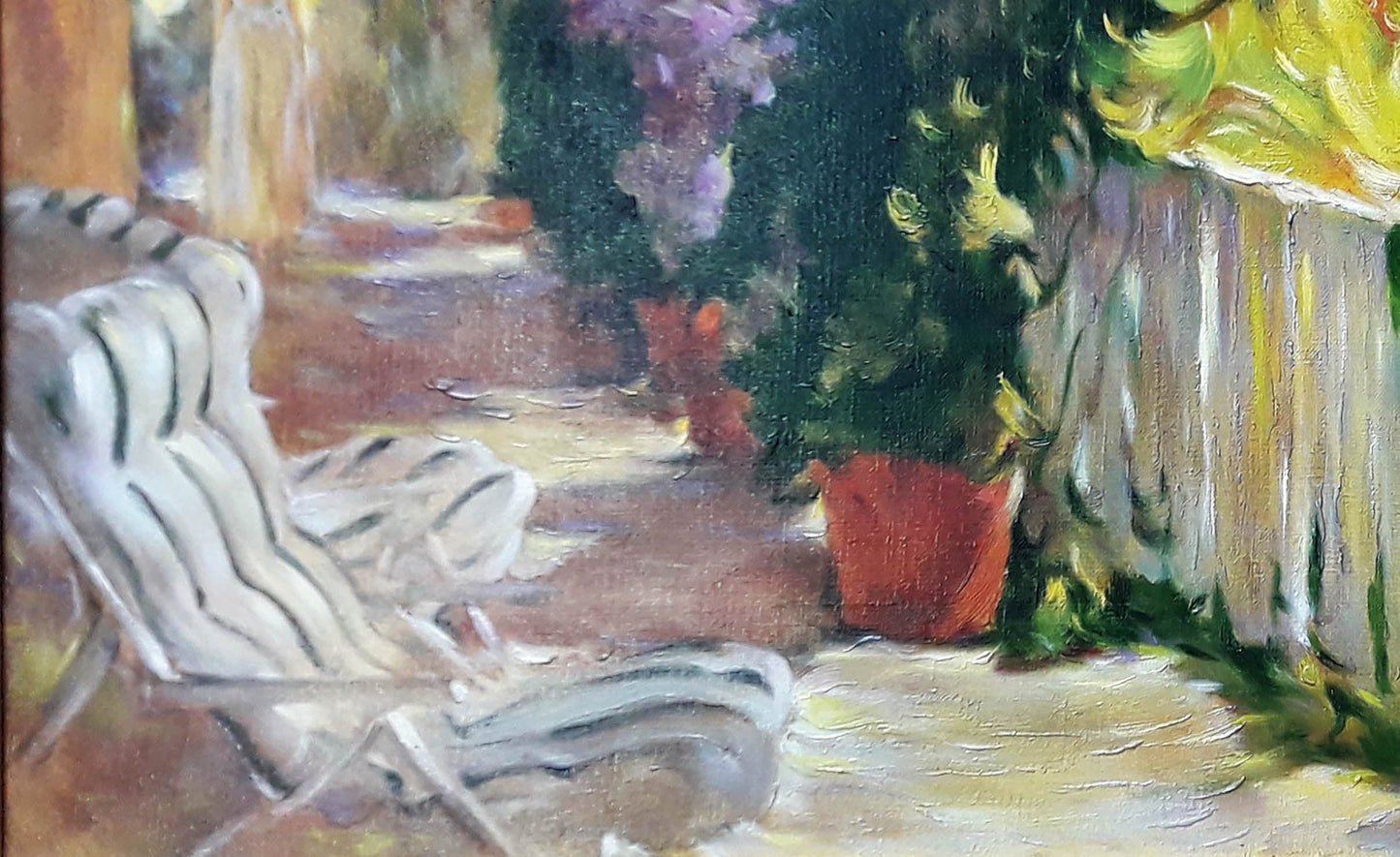 Experience "Summer in the Garden," an oil painting by Vasily Korkishko