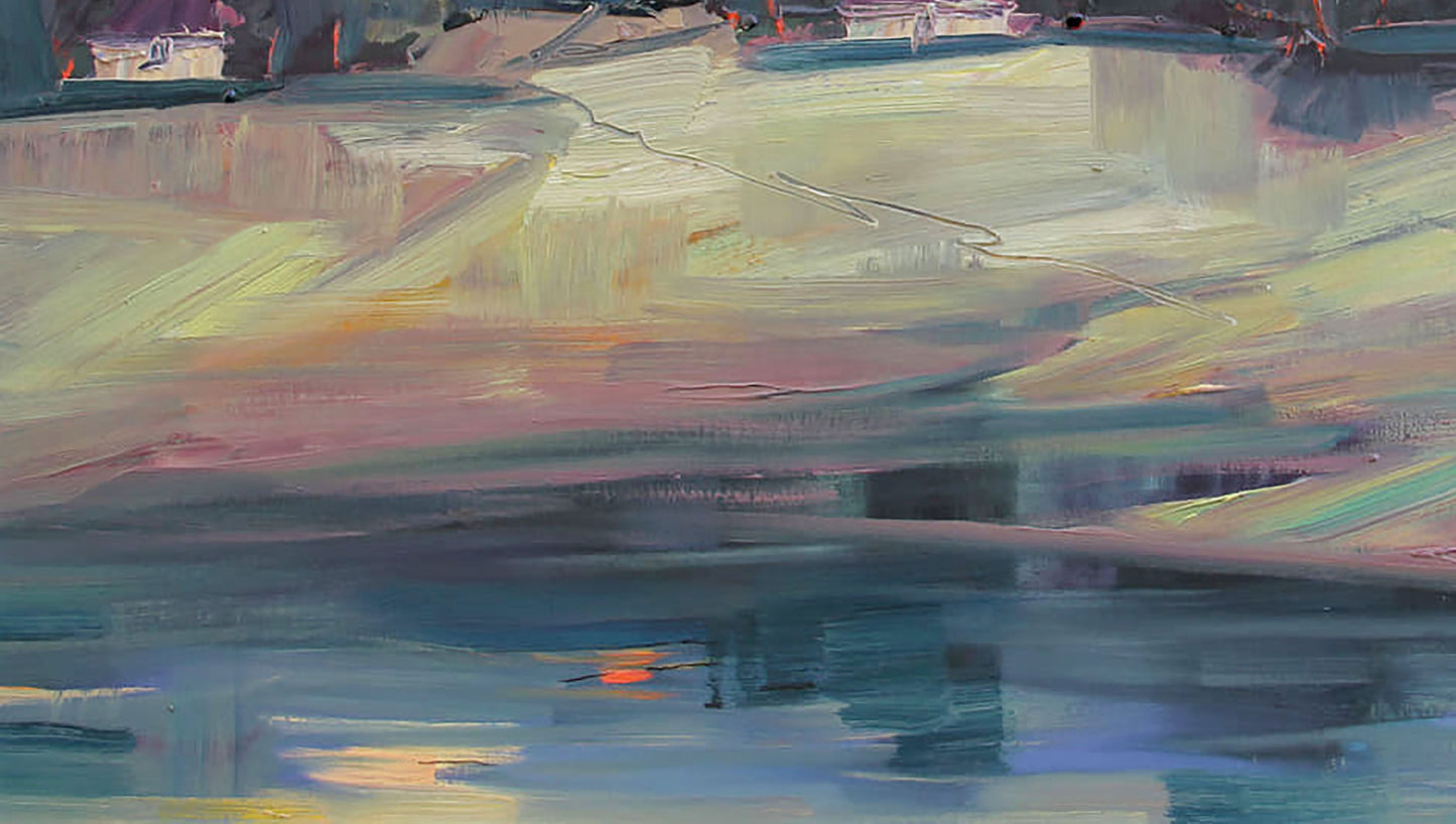 Abstract Oil painting Evening rural landscape Mazur Vladimir
