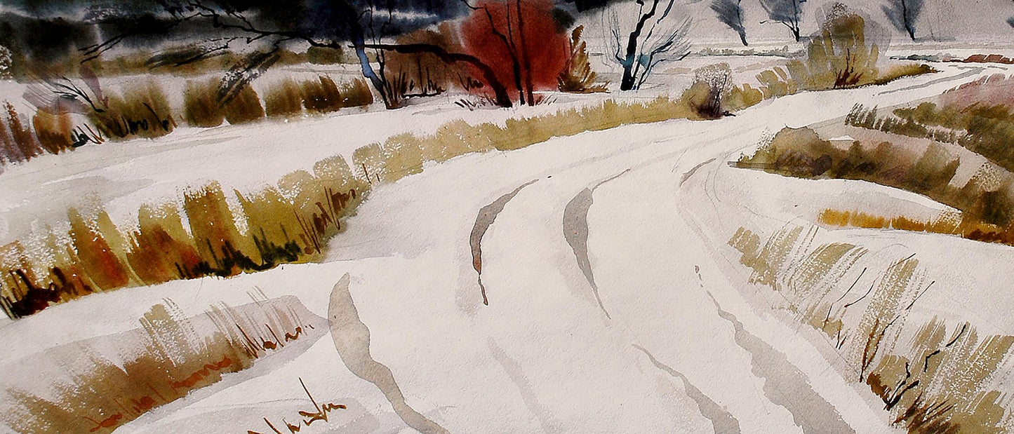 Watercolor painting Winter. Obolon Egor Shvachunov