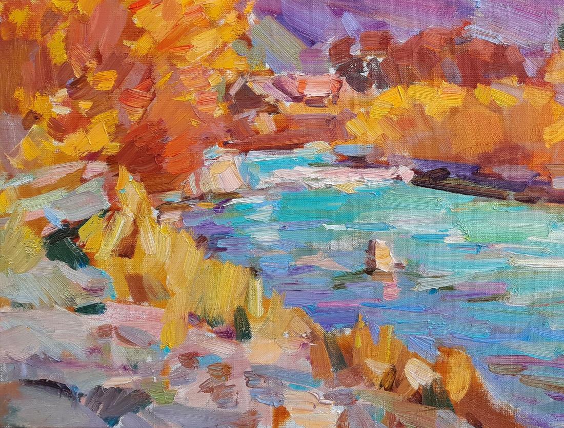Oli painting Mountain Autumn landscape Pereta Vyacheslav