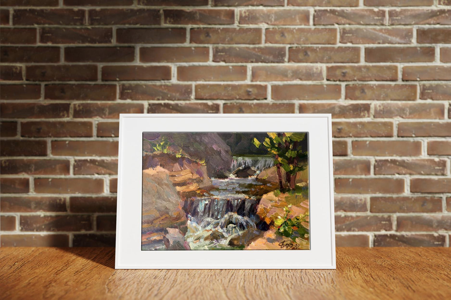 Oil painting Mountain waterfall Batrakov Vladimir Grigorievich