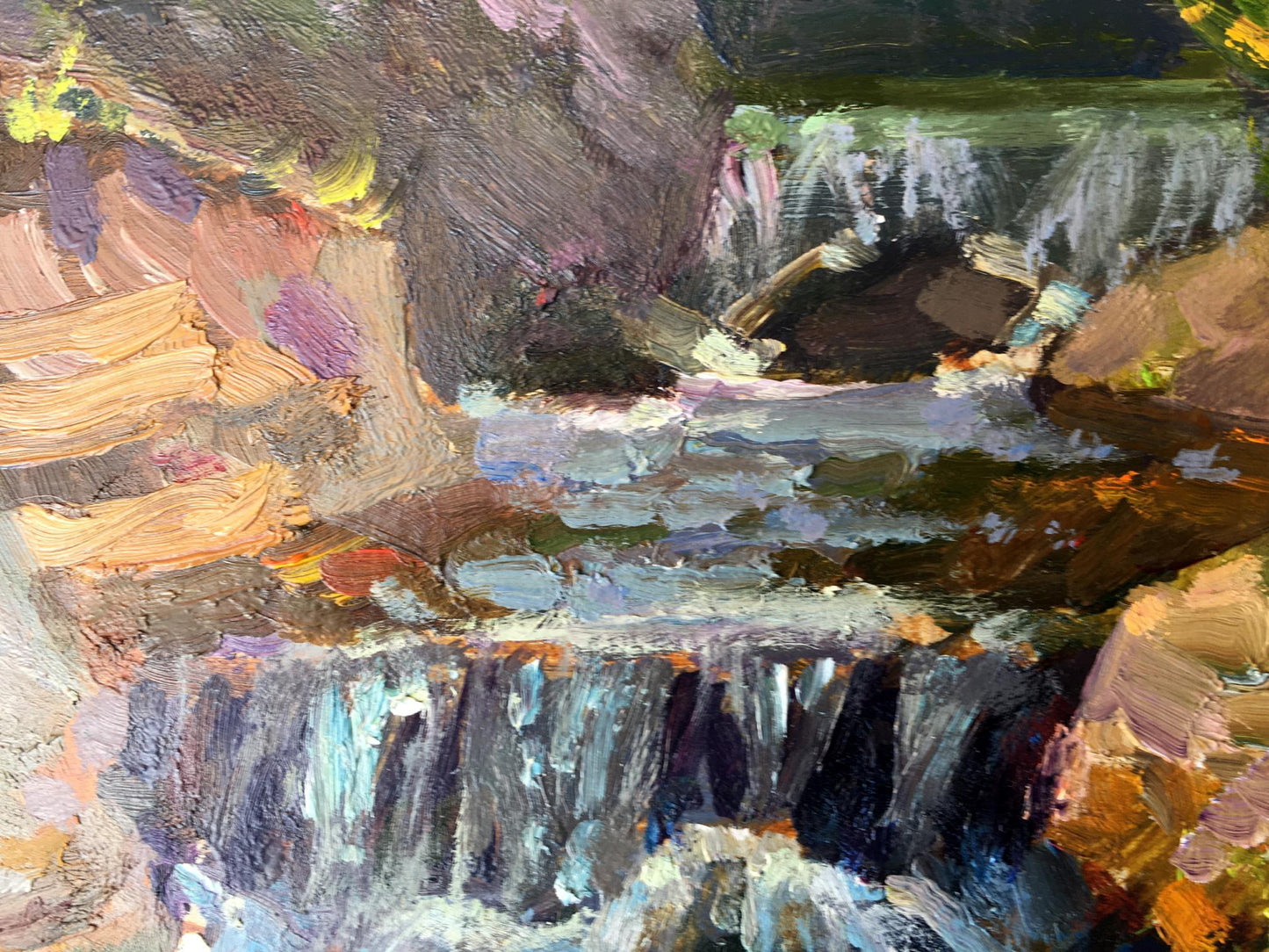 Oil painting Mountain waterfall Batrakov Vladimir Grigorievich