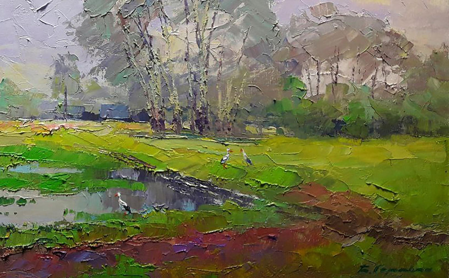 Oil painting Storks Serdyuk Boris Petrovich