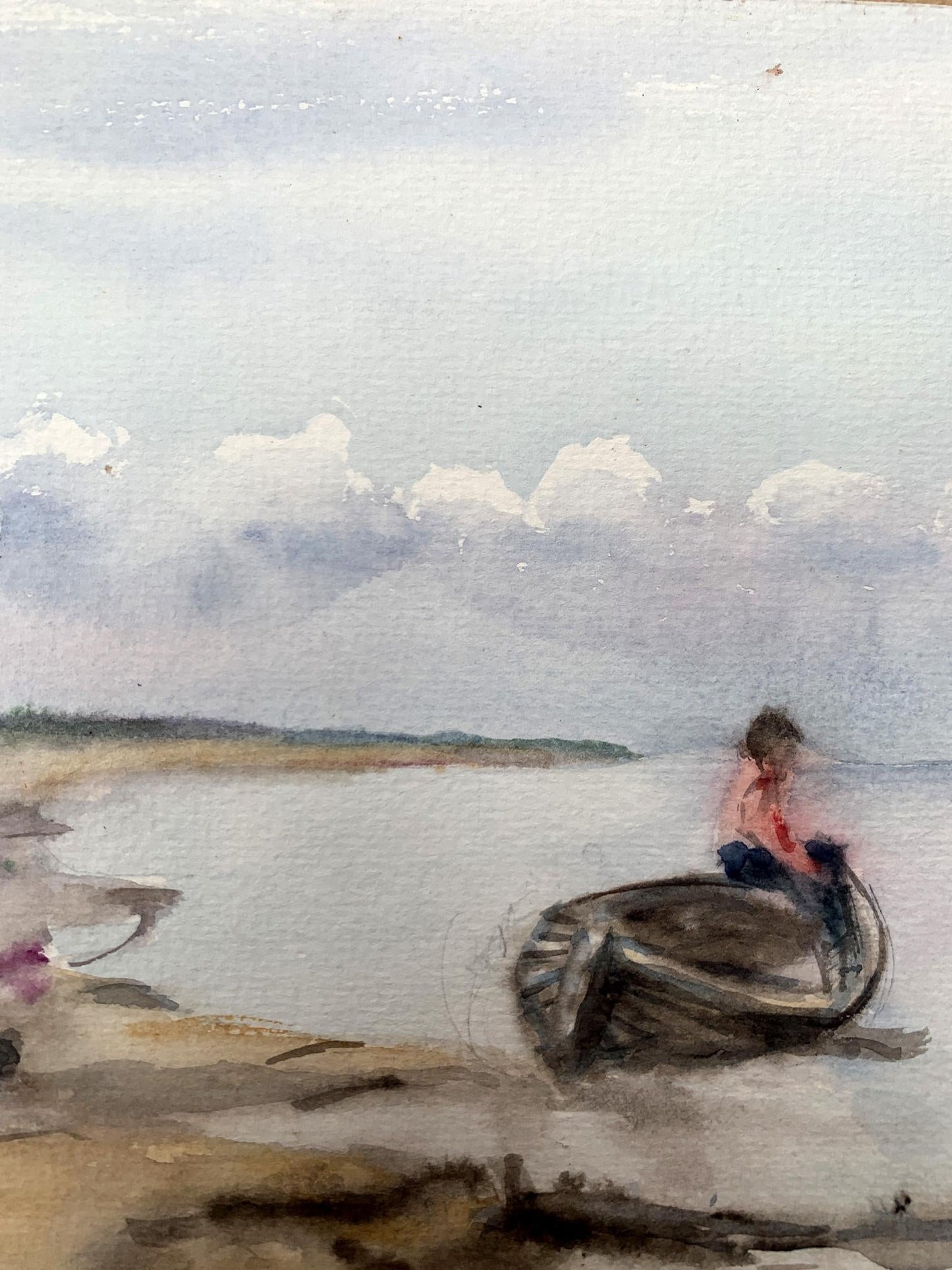Watercolor painting Waiting for a man Unknown artist