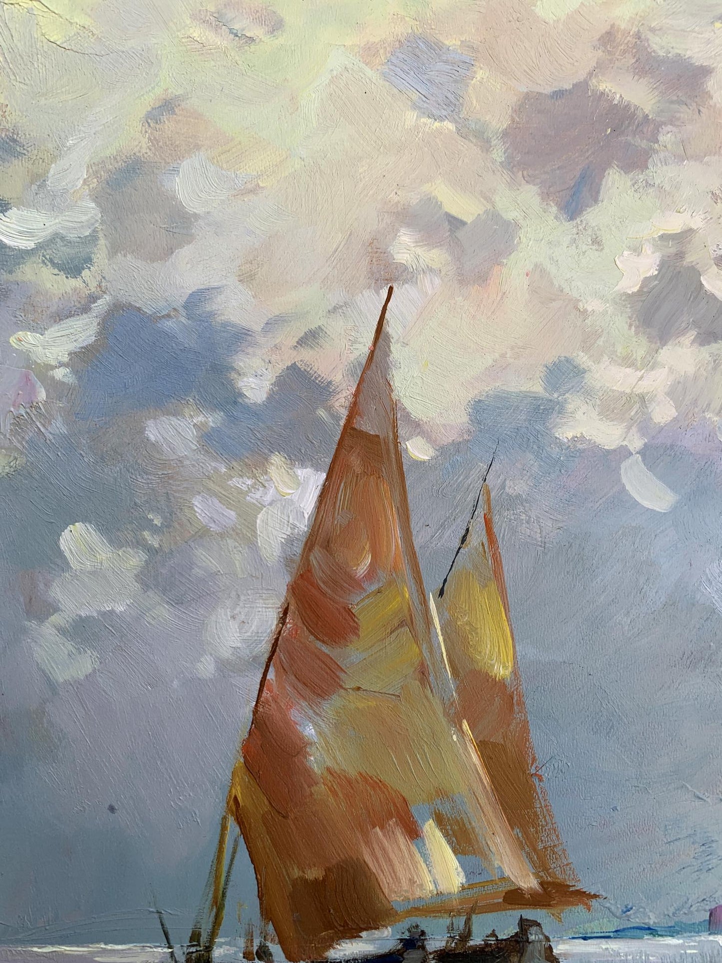 OIl painting Two sailboats at sea Yuriy Suprunchuk