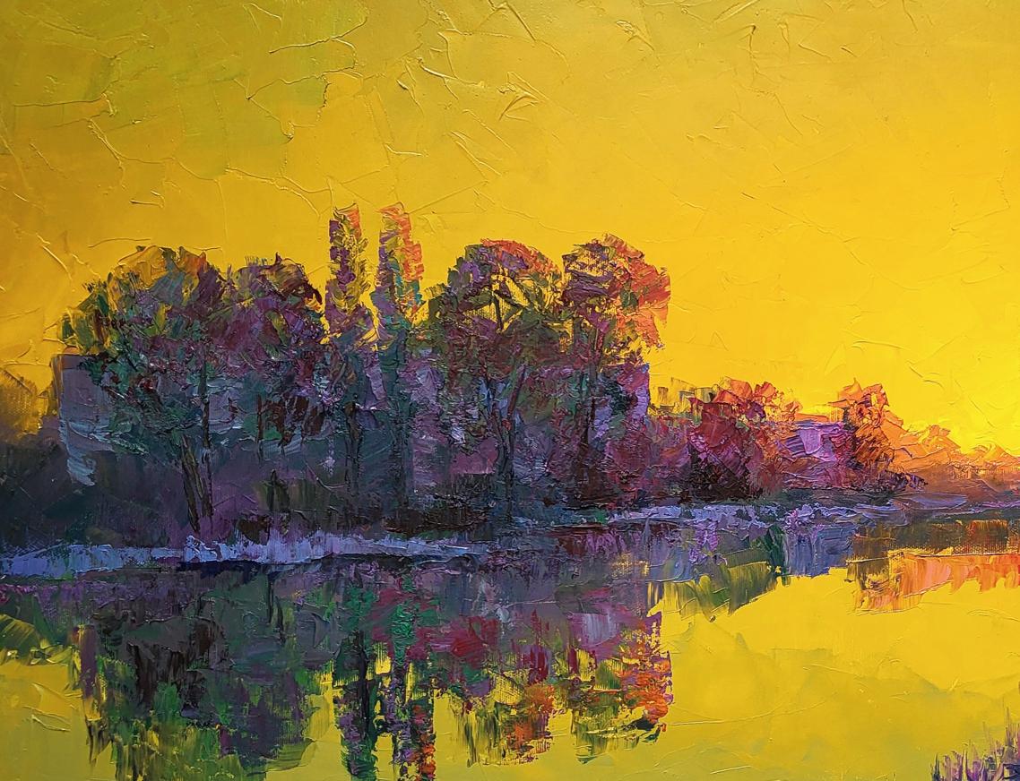 Oil painting Evening by the river Boris Serdyuk