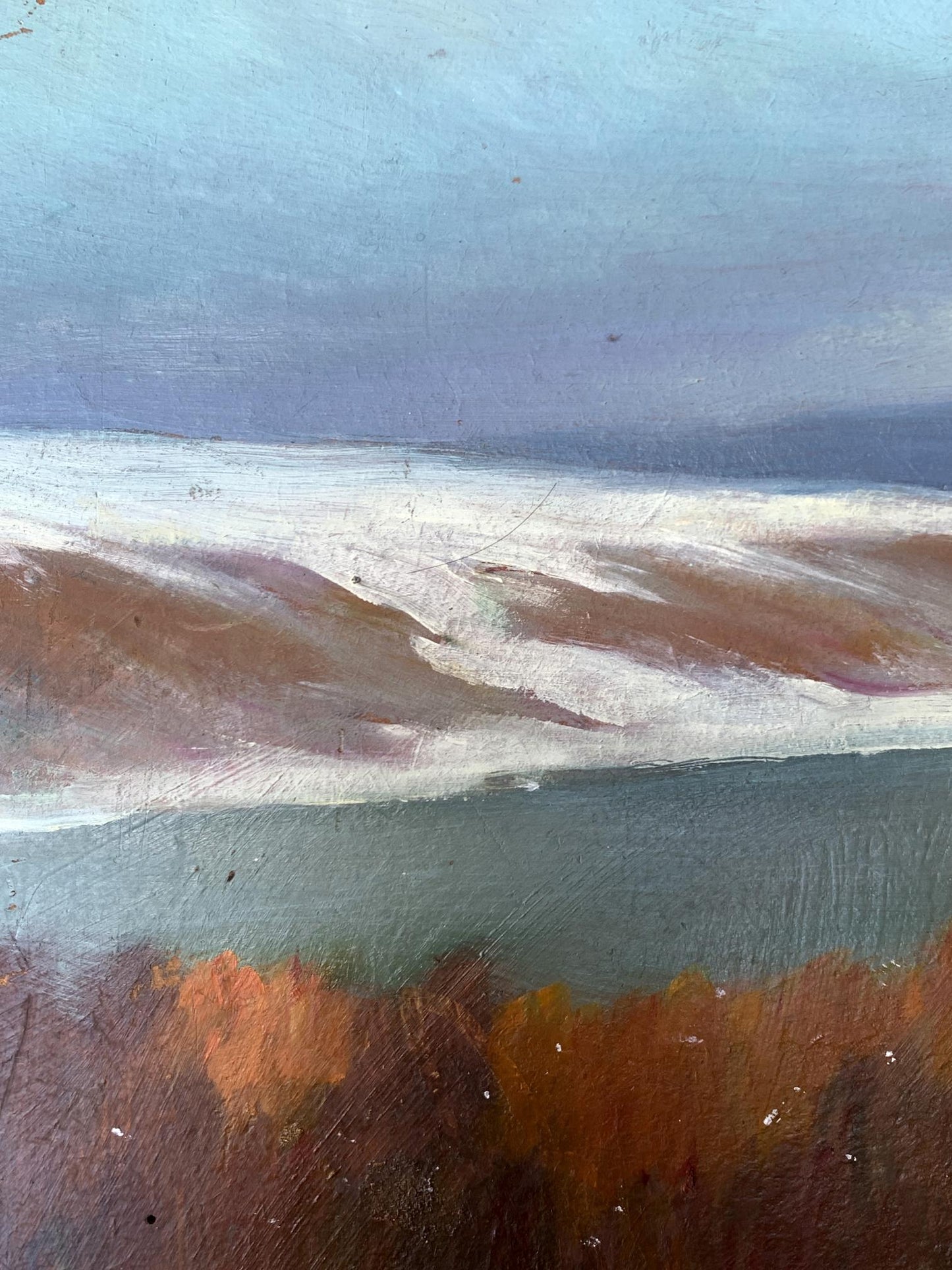 Oil painting The field was covered with snow Mykhailo Burdylo