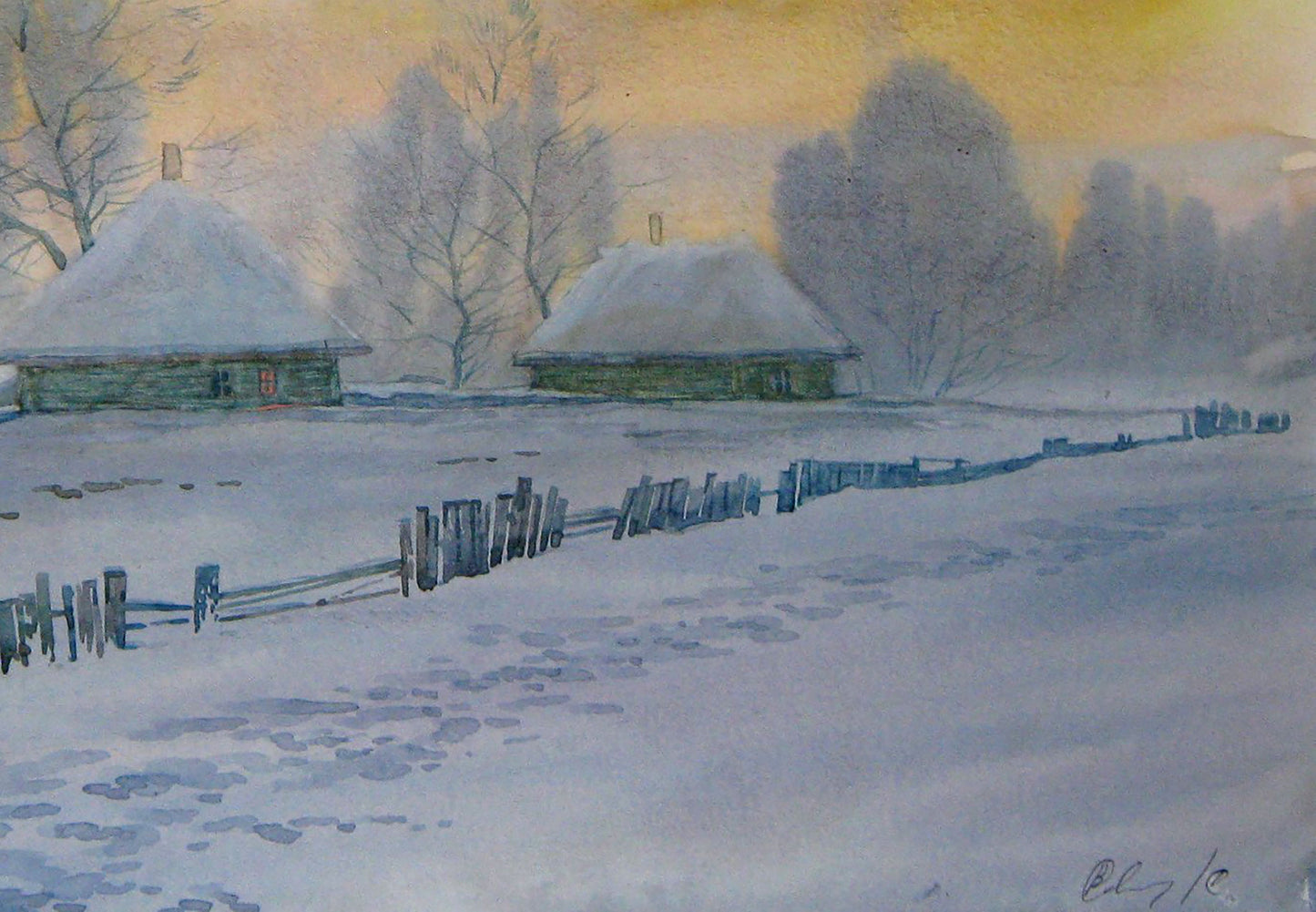 Valery Savenets's watercolor painting "Frosty"