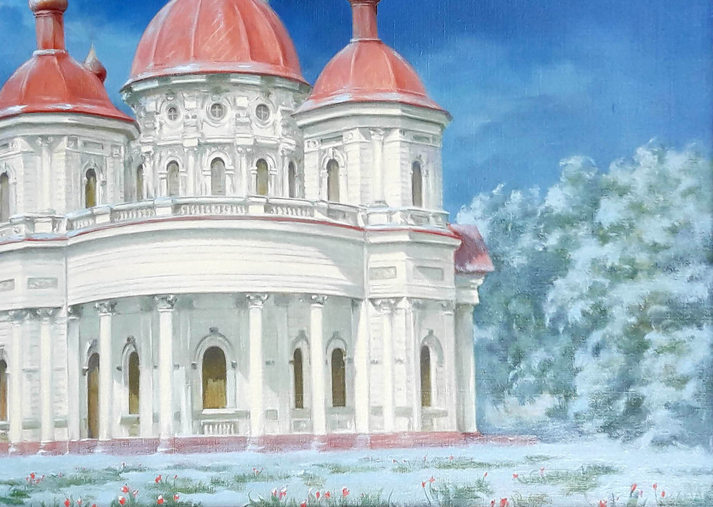 Oil painting Bryansk Nikolaev Church in the Dnieper Korkishko Vasily