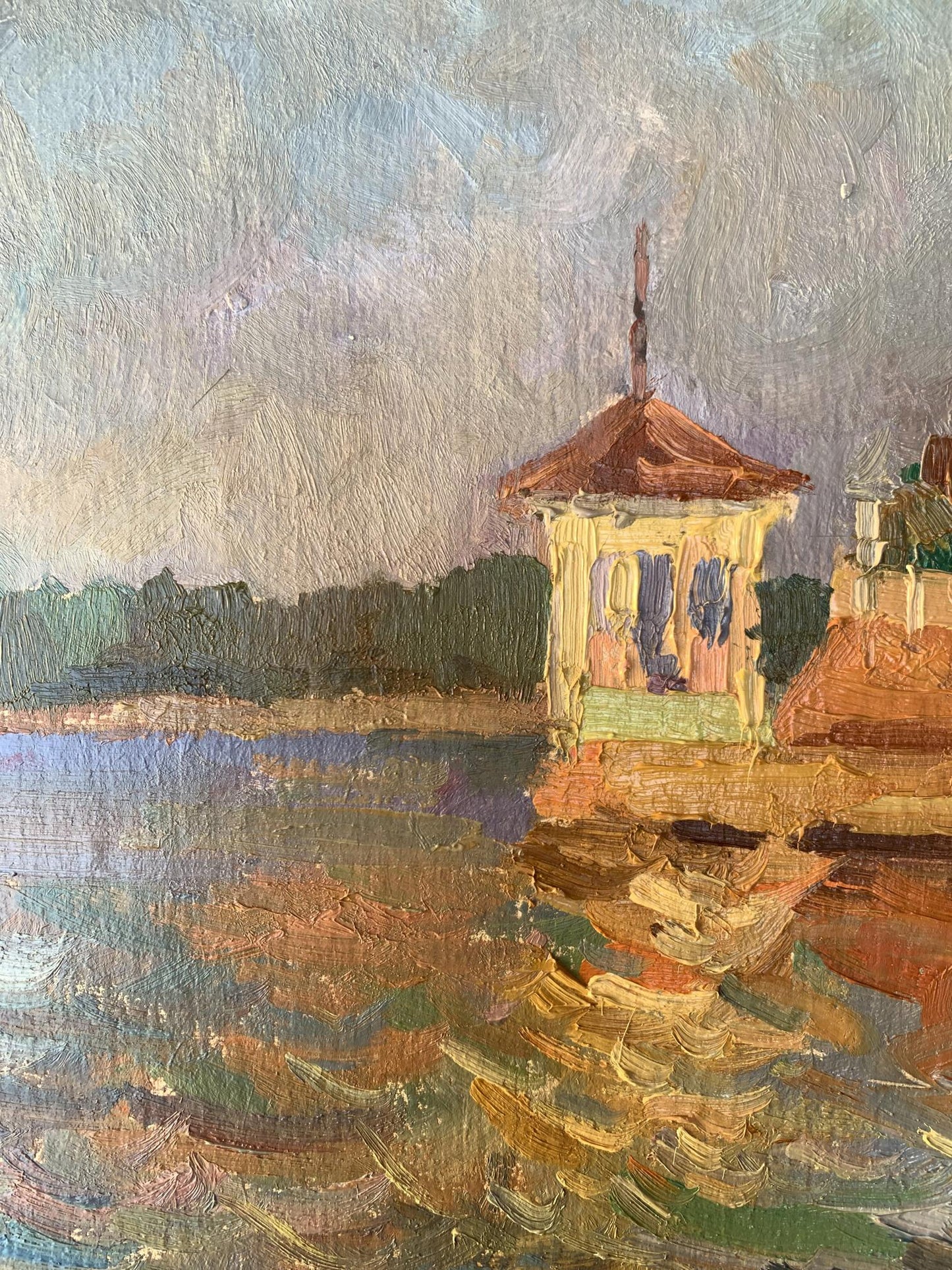 Oil painting Seaport Peter Dobrev