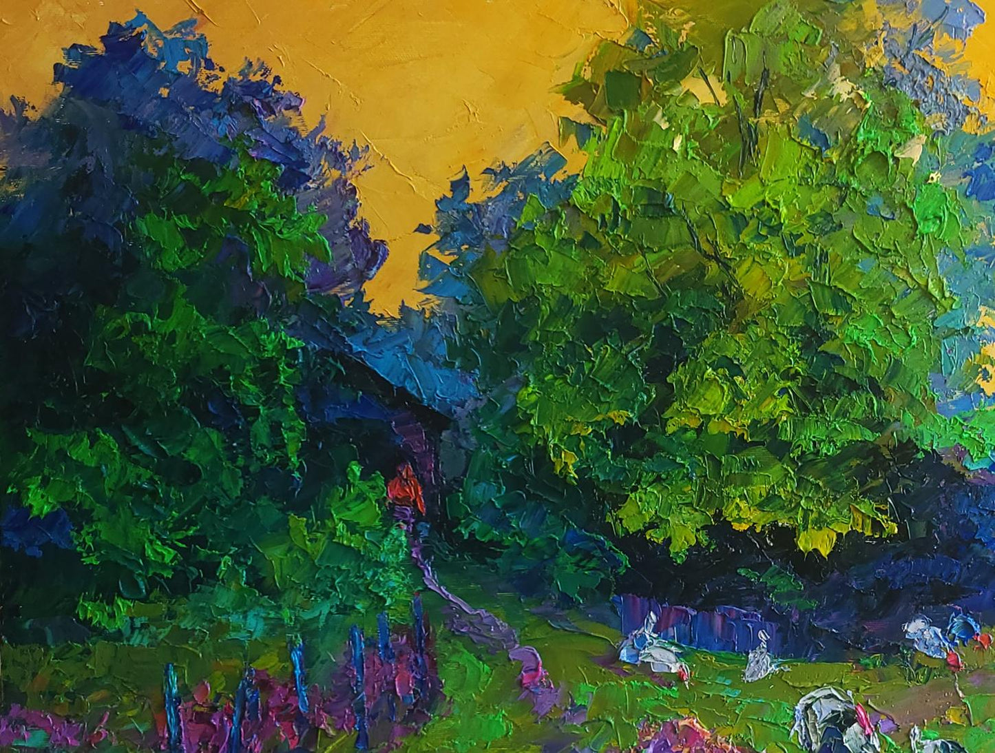 Oil painting Evening and yellow sunset Boris Serdyuk