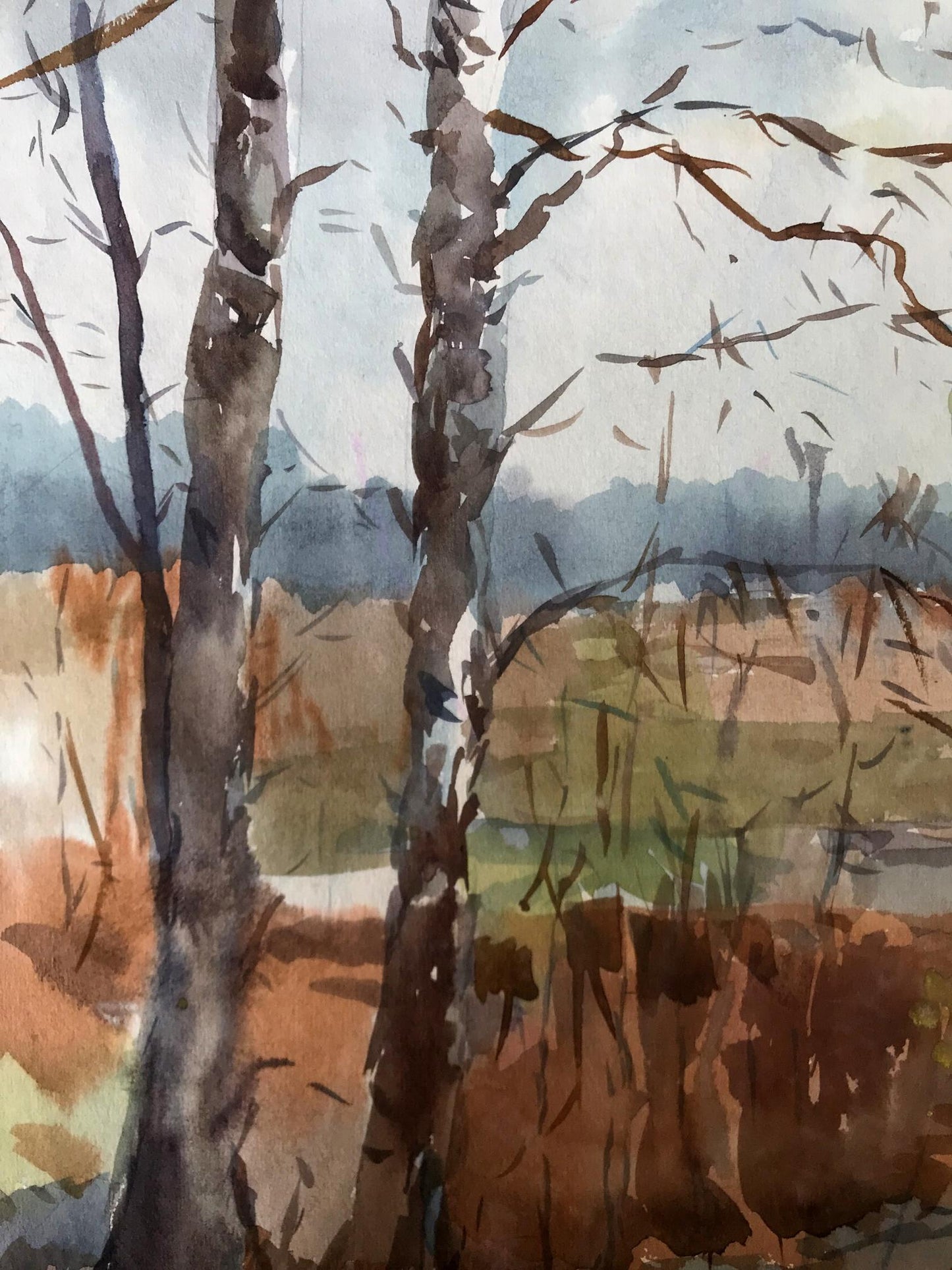 Watercolor painting Autumn day Litvinov Oleg Arkad'yevich