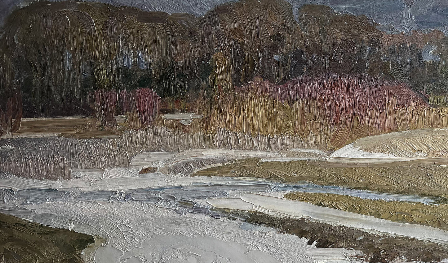 Oil painting Autumn snow Anatolii Zhezher