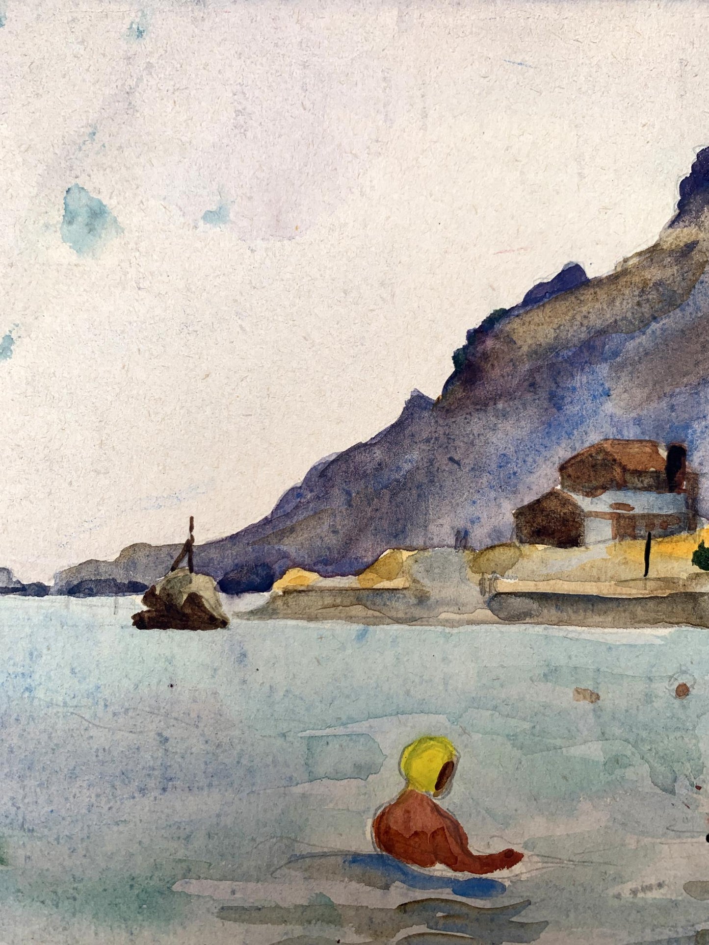Watercolor painting Swimming in the sea Unknown artist