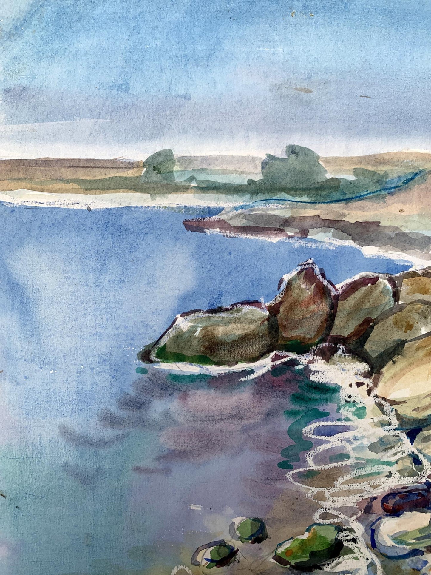 Watercolor painting On the seashore Unknown artist