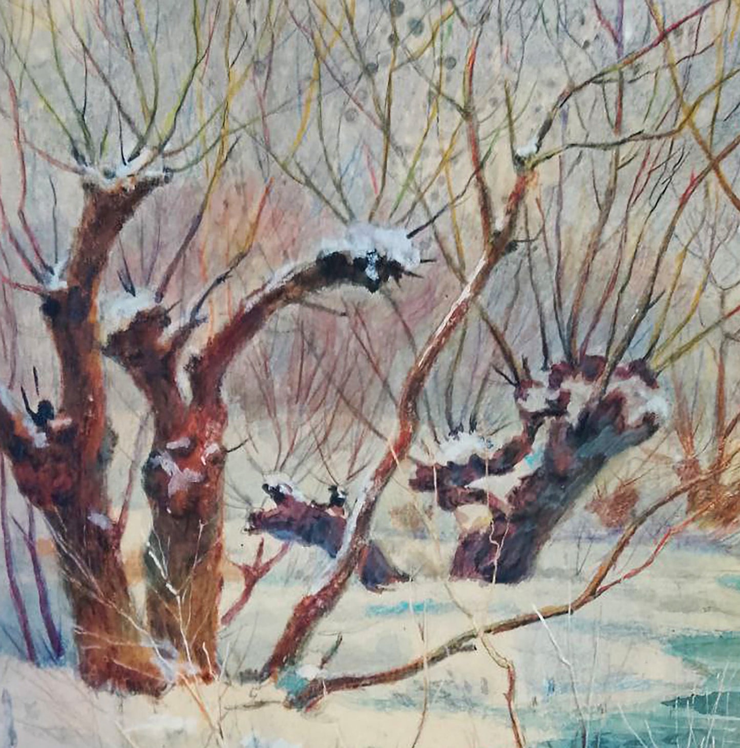Oil painting Frozen river Anatolii Duhnevich